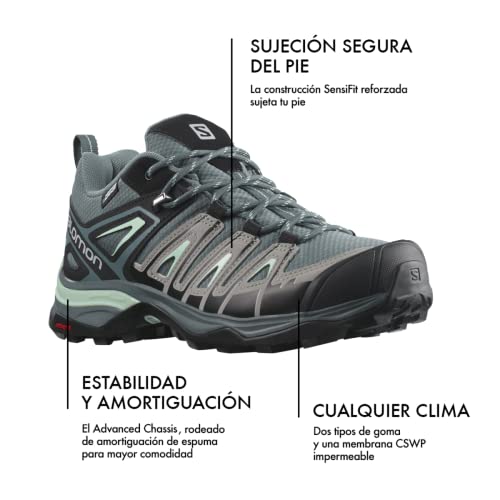 Salomon X Ultra Pioneer Mid CSWP, zapatillas de senderismo para mujer, Stormy Weather