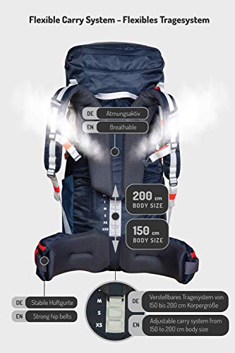 NORDKAMM, mochila de trekking de 50 l, unisex, azul