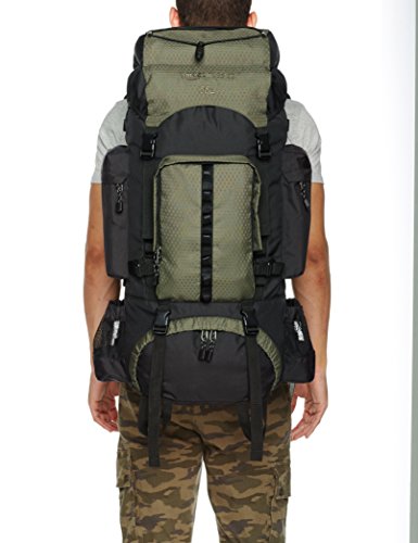 Amazon Basics, 55L Hiking Backpack, Green