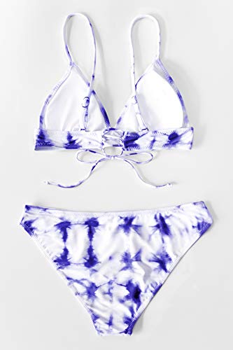 Cupshe Bikini-Set mit dreieckigem Oberteil in Blau und Weiß
