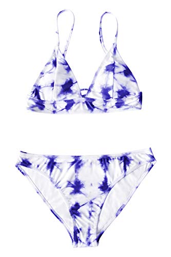 Cupshe, conjunto de bikini, top triangular, azul y blanco