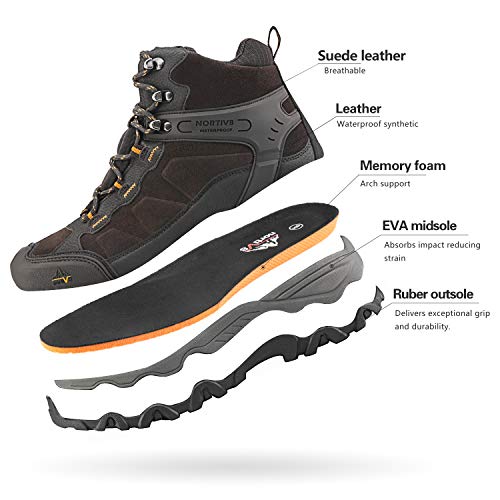 NORTIV 8, men's waterproof hiking boots, brown
