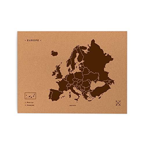 Miss Wood, Europakarte auf Kork, braun, 45x60 cm