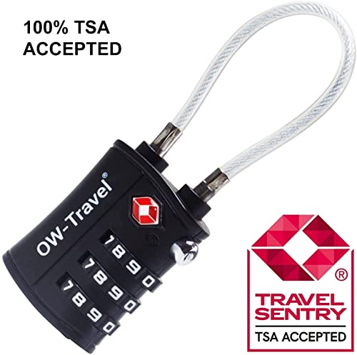 OW-Travel, dos candados combinación anti robo. TSA numérico 3 dígitos, negros
