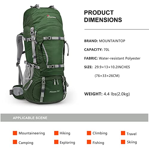 MOUNTAINTOP, 70 l, hiking backpack, unisex, dark green