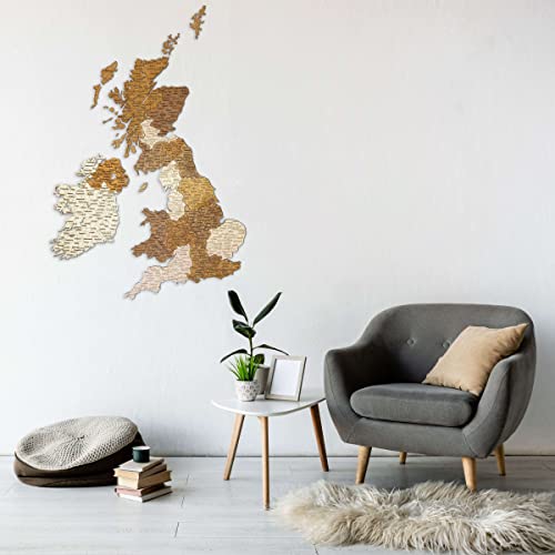 Mapa de madera del Reino Unido e Irlanda (97 x 65 cms)