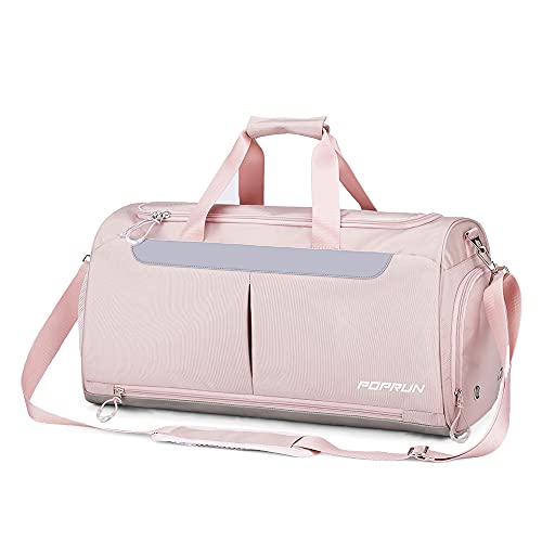 POPRUN, 40L Weekender Travel Bag, Unisex, Pink