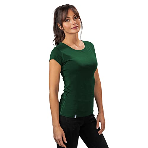 Alpin Loacker, camiseta de merino manga corta para mujer, verde oscuro