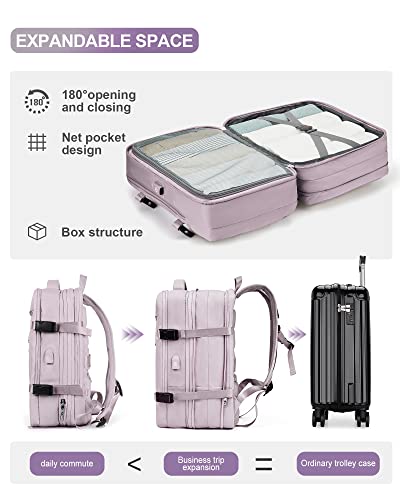 SZLX, mochila de viaje para mujer, rosada, convertible 26 l y 40 l, modelo G