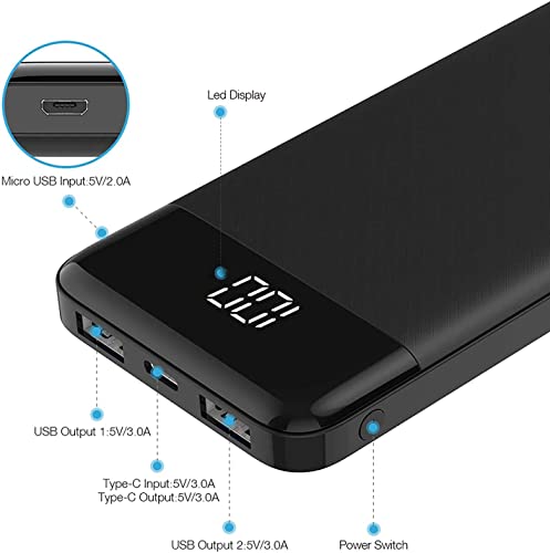 Charmast, batería externa 10400mAh, powerbank USB con LED