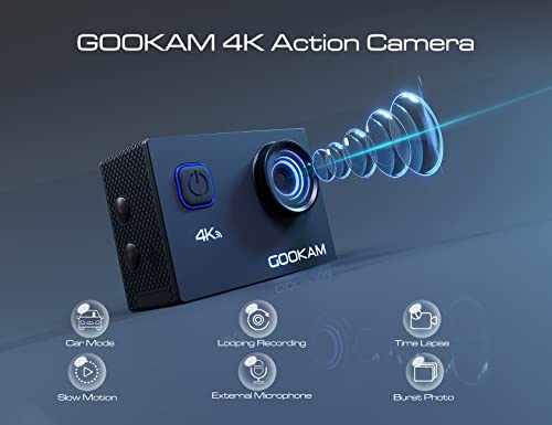 GOOKAM, cámara deportiva 4K WiFi 20MP, Ultra HD, sumergible 40M