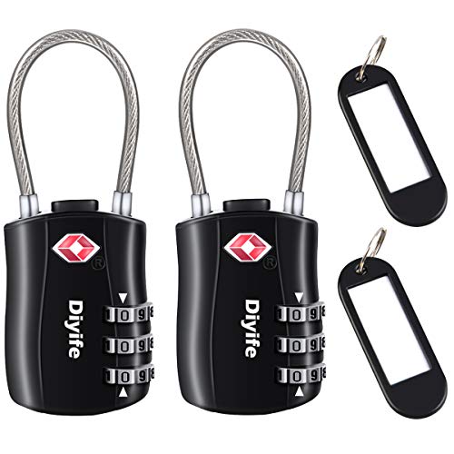 Two 3-Digit Diyife Luggage Locks (Black)