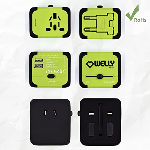 Welly Enjoy, kompakter universeller Reiseadapter mit 2 USB-Anschlüssen