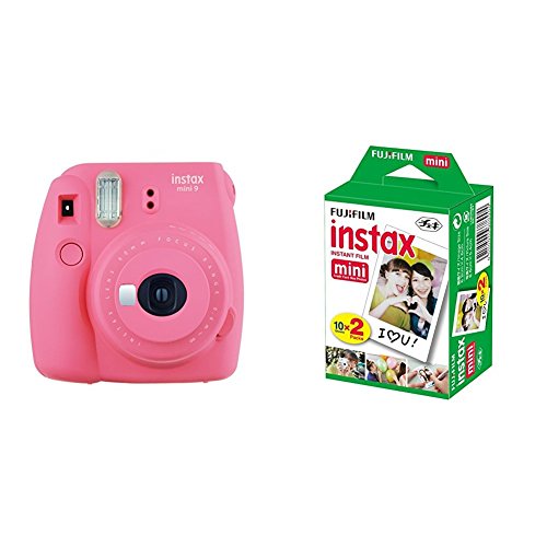 Fujifilm Instax Mini 9, cámara instantánea + Pack de 20 películas, rosa