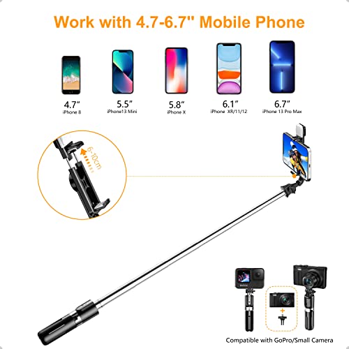 Gritin Mini-Stativ-Selfie-Stick mit einstellbarer Beleuchtung und Bluetooth