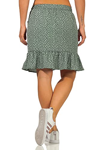Women's skirt with polka dot print, green color
