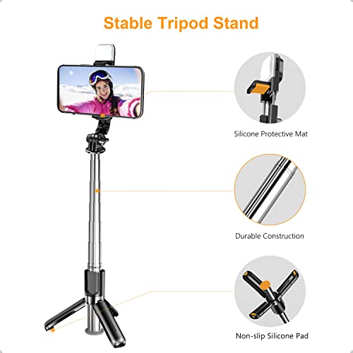 Gritin mini tripod selfie stick with adjustable lights and bluetooth