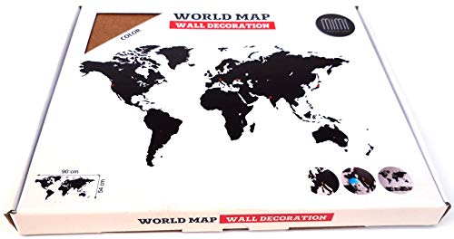 MiMi Innovations, luxuriöse Weltkarte aus Holz, 90 x 54 cm, braun