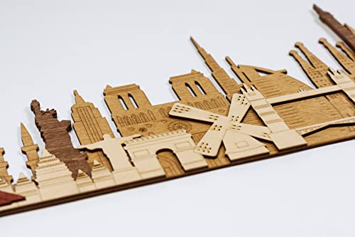World Monuments and Attractions, panel de madera 3D (105 x 25 x 1,6 cms)