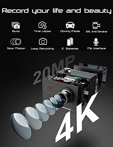 Apexcam Pro, cámara deportiva 4K 20MP EIS WiFi