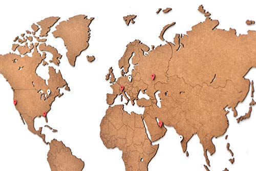 MiMi Innovations, luxurious wooden world map, 90X54 cm, brown