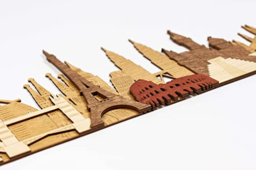 World Monuments and Attractions, 3D wooden panel (105 x 25 x 1.6 cm)
