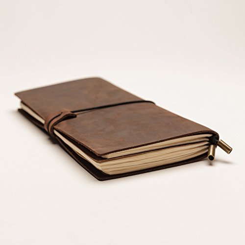 Cuaderno de viaje rellenable, diario de cuero, 22 x 12 cms