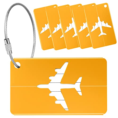 Yizhet, luggage tags, travel suitcase identifier, 6 pieces (gold)