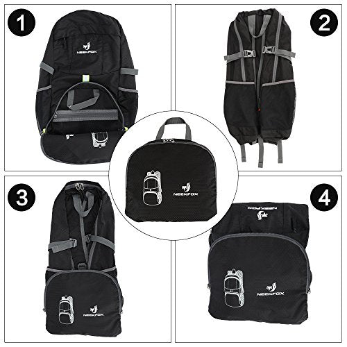 NEEKFOX, 35L Lightweight Compact Travel Backpack, Unisex, Black