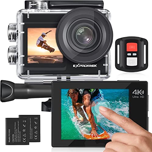 Exprotrek 4K-Action-Kamera mit Touchscreen, Schwarz