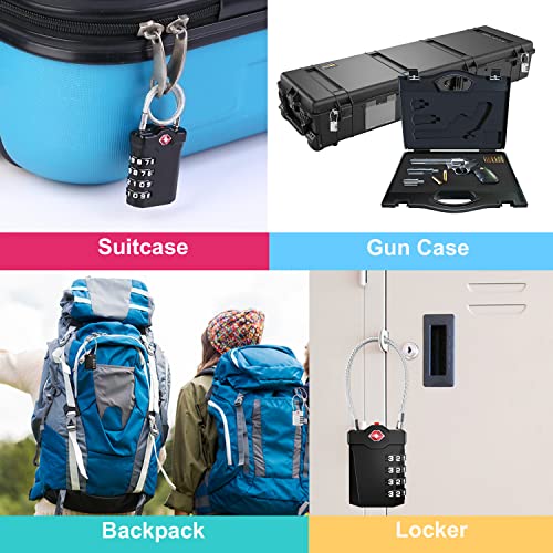 Luggage Locks - TSA Approved - 4 Digit Combination (Black)