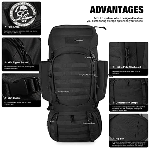 Mardingtop 60L Military Tactical Backpack Black