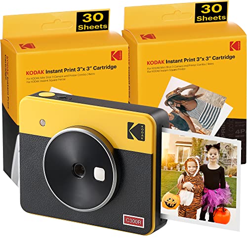 Kodak C300R Mini Shot 3, Sofortbildkamera mit Drucker + 68 Fotos, Gelb