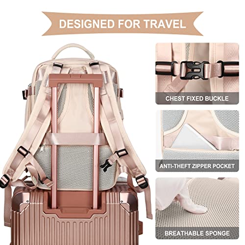 SZLX, mochila de viaje para mujer, beige rosa, mediana, modelo B —  BigTravelMarkt