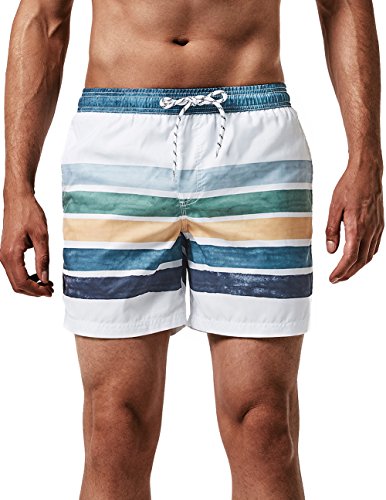 MaaMgic Men's Swim Trunks Quick Dry Striped Design