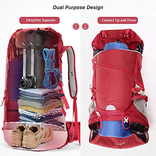 HOMIEE, 50L hiking backpack, unisex, red