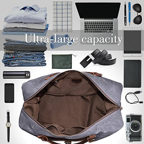 Men's leather travel bag, gray