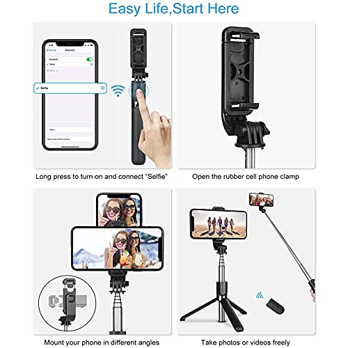 Extendable bluetooth tripod selfie stick with wireless remote control