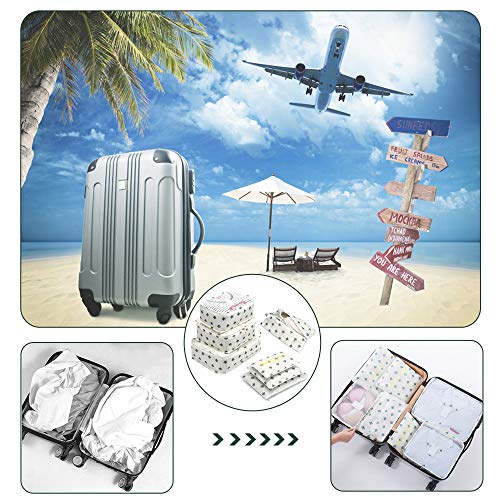 Luggage Organizer, LOSMILE, 7 in 1 Travel Organizers for Suitcases, White-Cactus