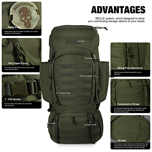 Mardingtop, 60L, Military Tactical Backpack, Army Green