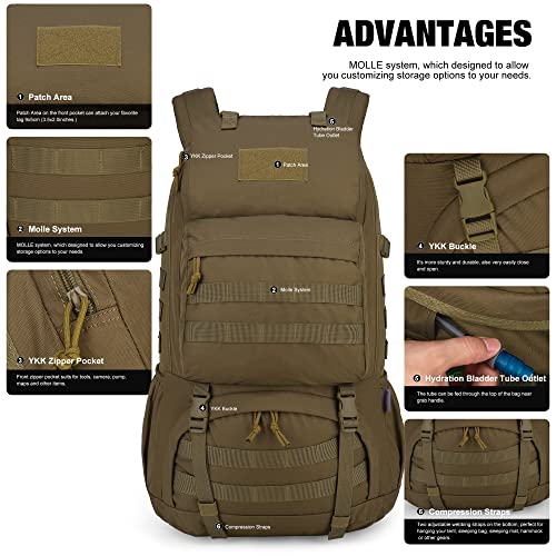 Mardingtop, 40L, Unisex Military Backpack, Khaki