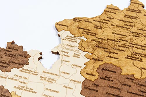 Mapa de madera 2D de Austria (80 x 42 cms)