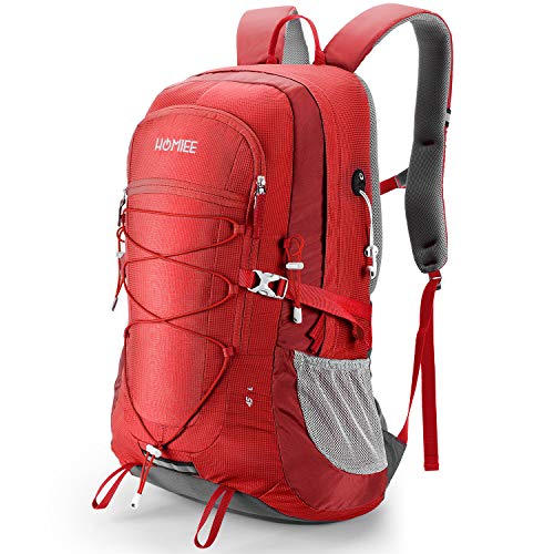 HOMIEE, mochila de senderismo de 45 l, unisex, roja