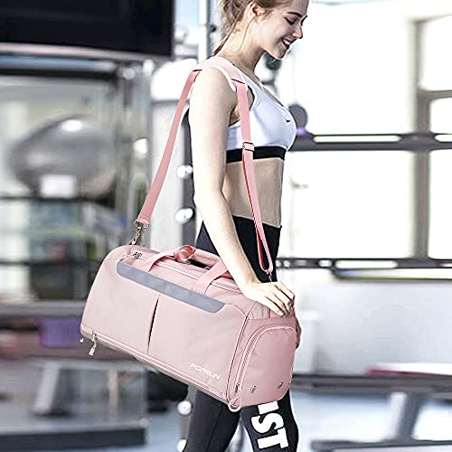 POPRUN, 40L Weekender Travel Bag, Unisex, Pink