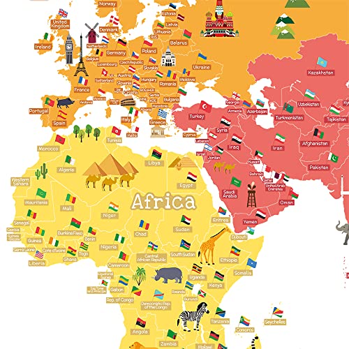 HomeEvolution Adhesive World Map for Kids
