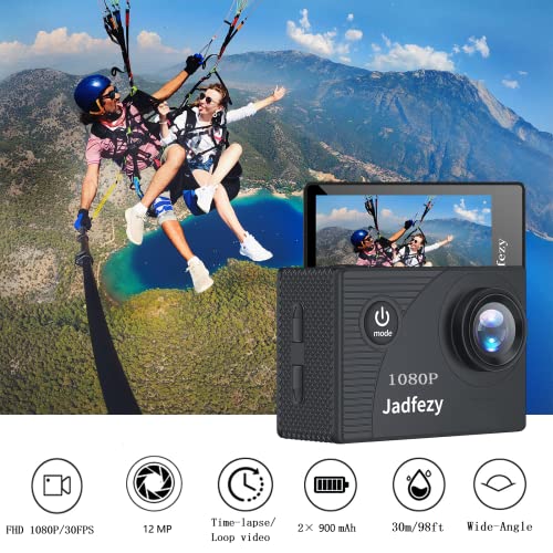 Jadfezy HD 1080P Sportkamera 30M mit 140 Grad Weitwinkel
