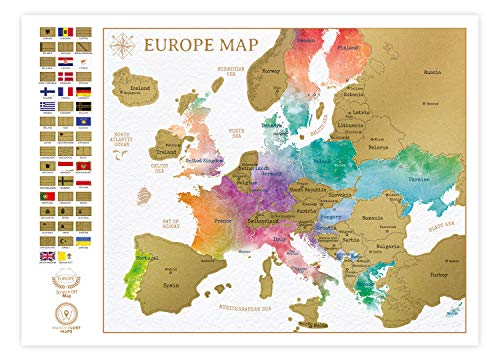 W Wanderlust Maps, mapa mundi rascable (61 X 43 cms) + mapa de Europa rascable (46 X 33 cms), blanco