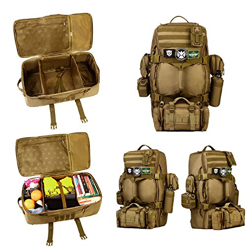 HUNTVP, 60L, Assault Backpack &amp; Military Duffle Bag, Brown