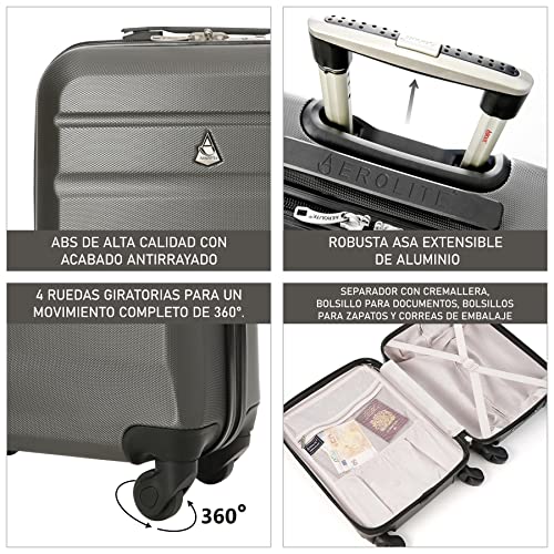Aerolite ABS, maleta equipaje de mano cabina rígida, 55 cms