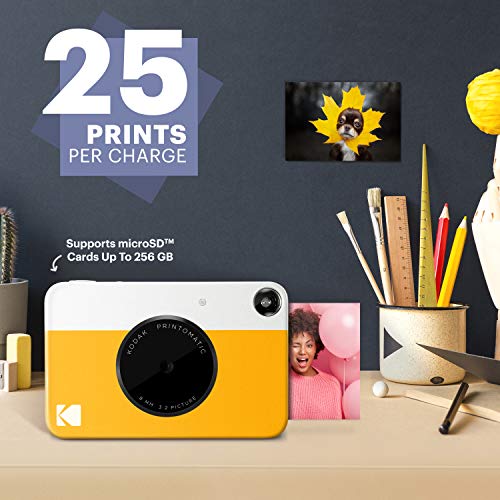 KODAK PRINTOMATIC, cámara instantánea digital + 50 hojas de papel zink, amarilla